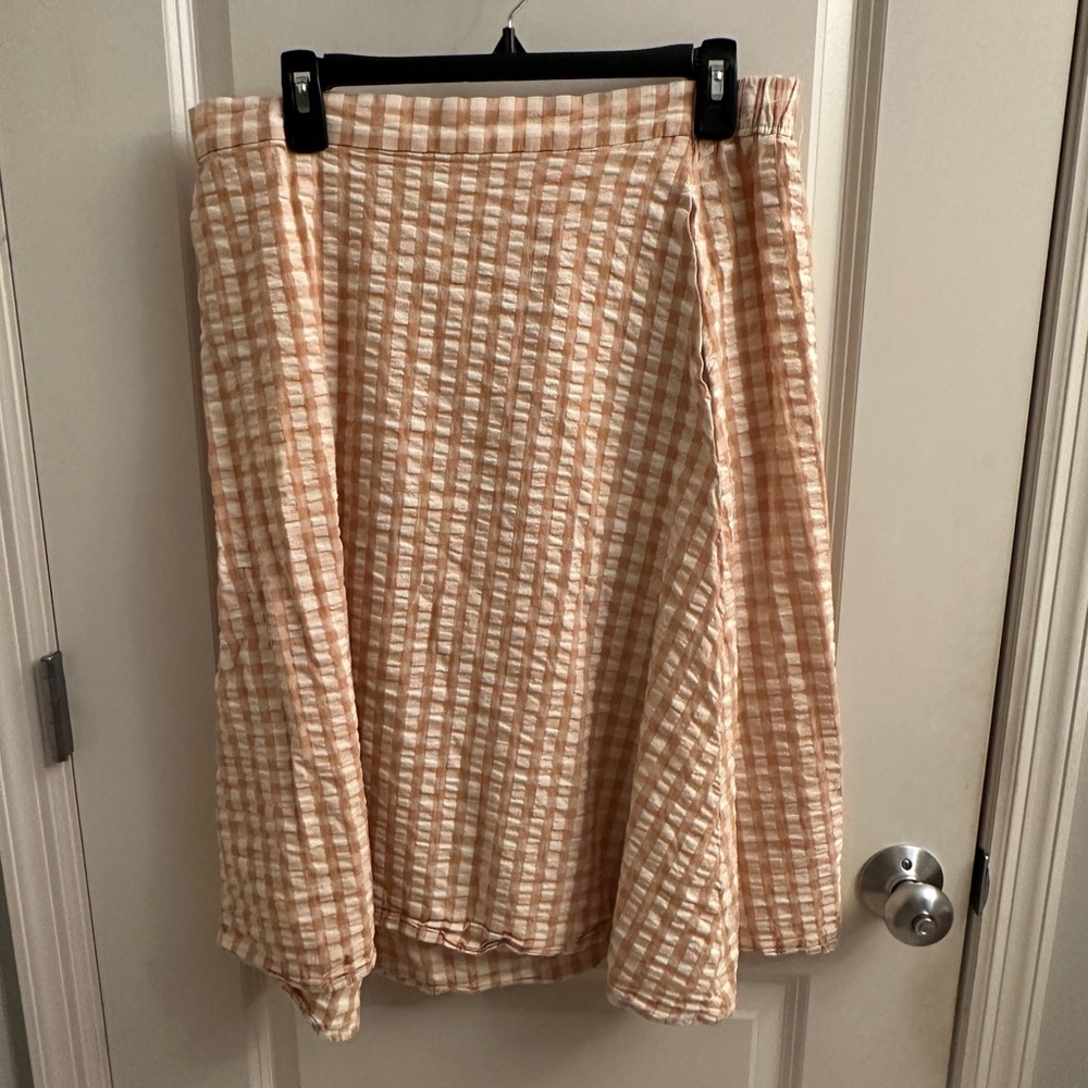 Isaac Mizrahi Live! Light Orange and White Checkered Skirt